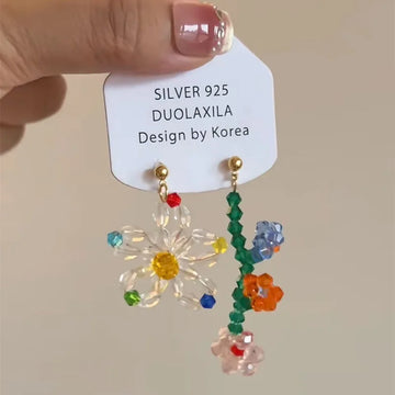 DAIIIBABYYY  -  Colorful Beaded Stud Earrings Personality Exaggerated Summer Vacation Korean Style